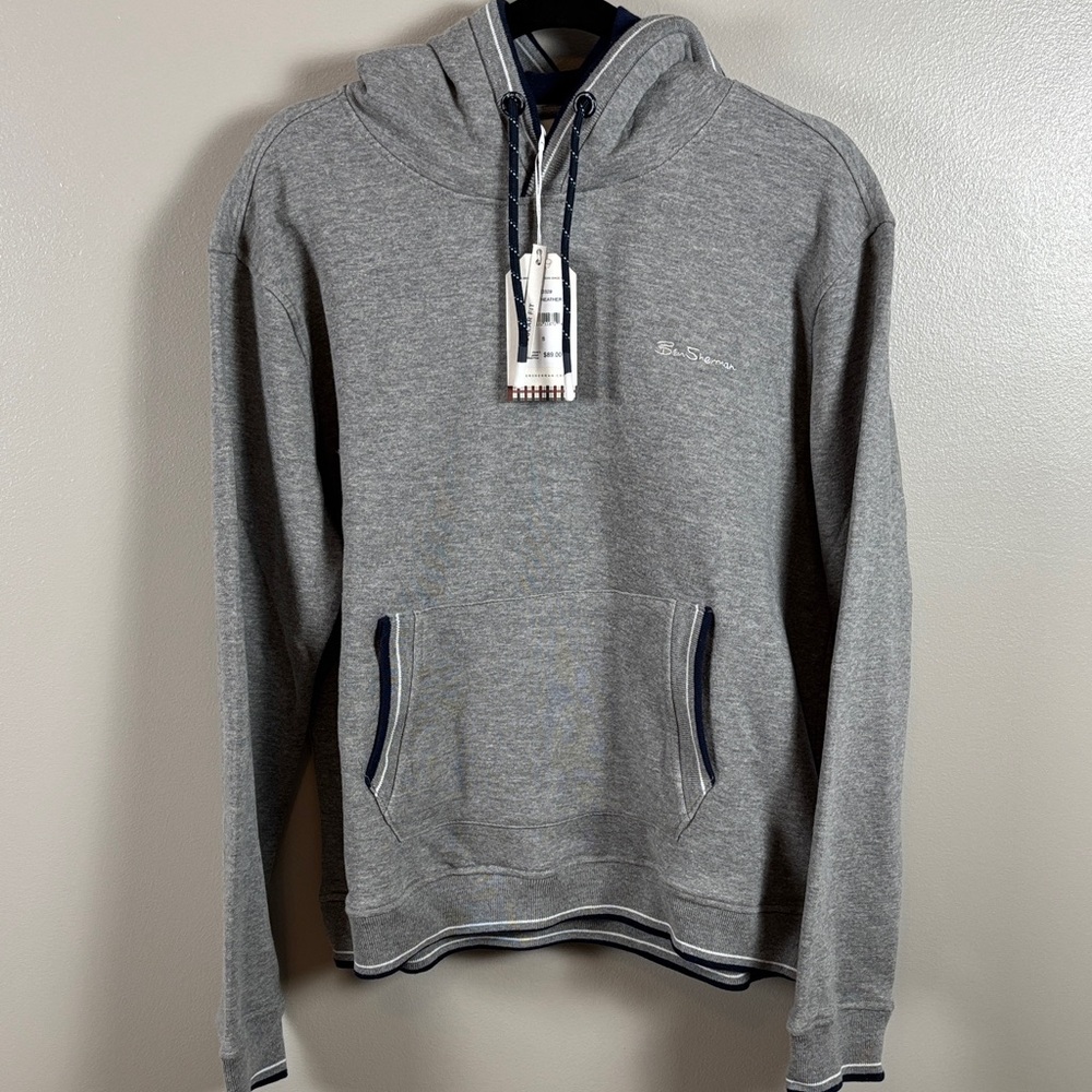 Ben Sherman Gray Pullover Hoodie with Contrast Trim